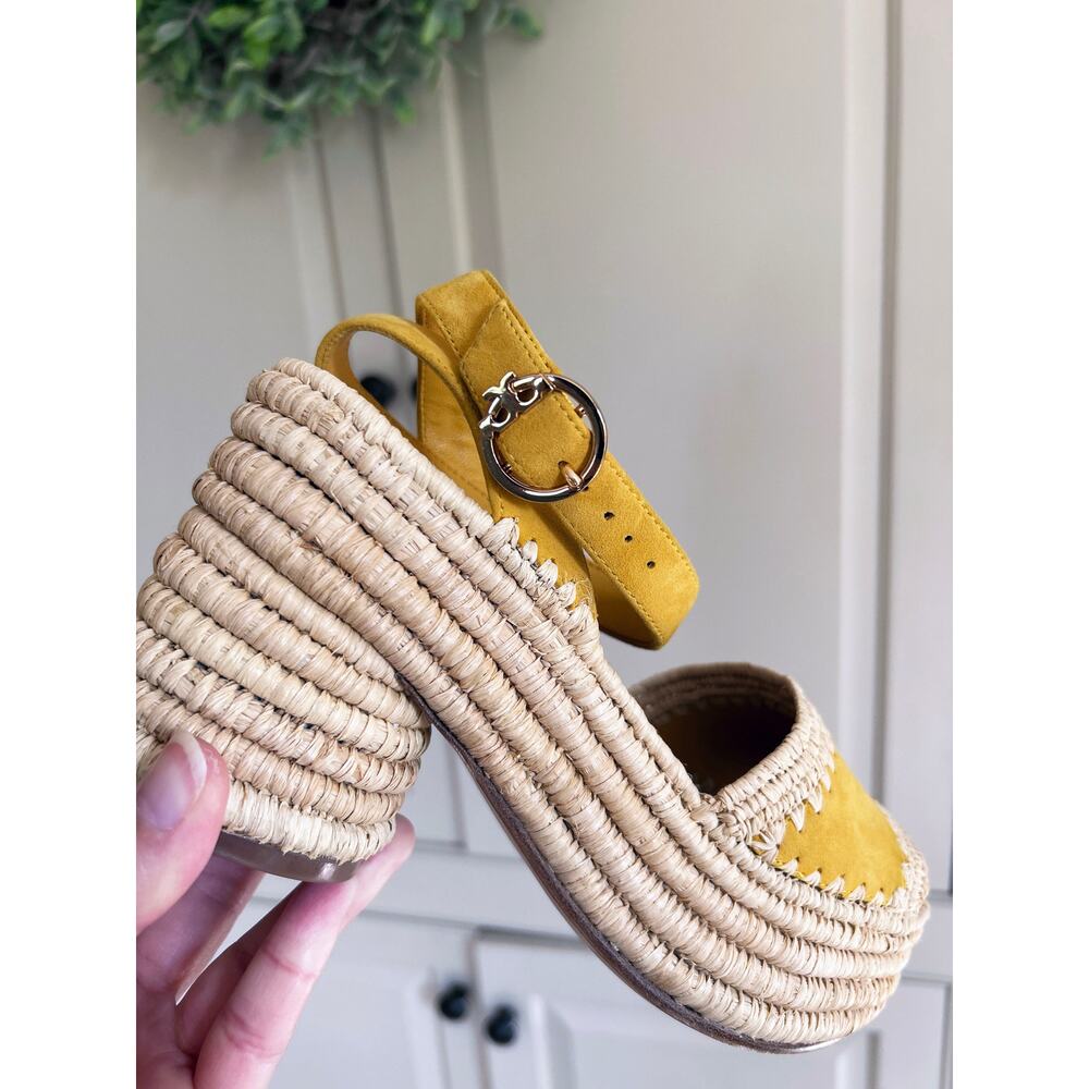 Tory Burch Arianne Platform Sandal in Yellow Size 8 - Worn Once - MSRP $328 - Picture 9 of 13